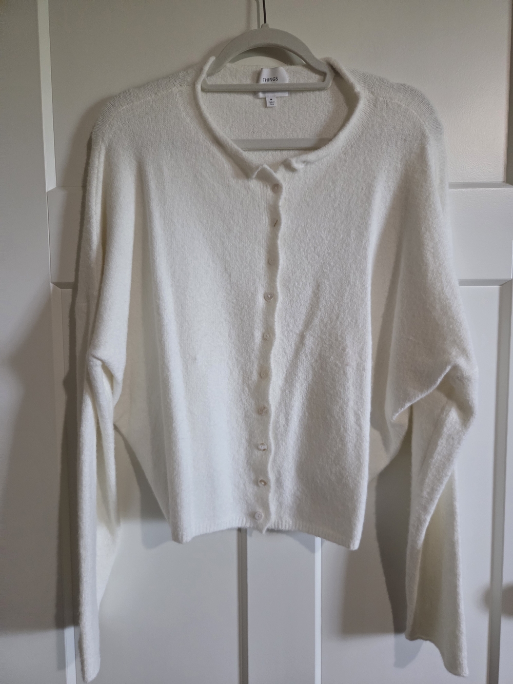 Minimalist Cream Button-Front Cardigan Sweater